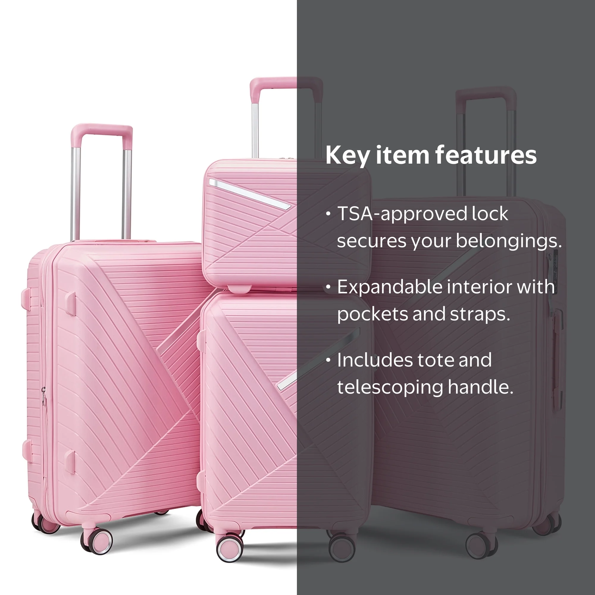 Aukfa Expandable Hardside 4-Piece Luggage Travel Set, Durable