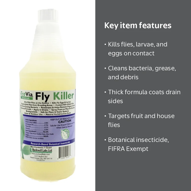 EcoVia Fly Killer, 32 fl oz Bottle, FIFRA Exempt, Botanical