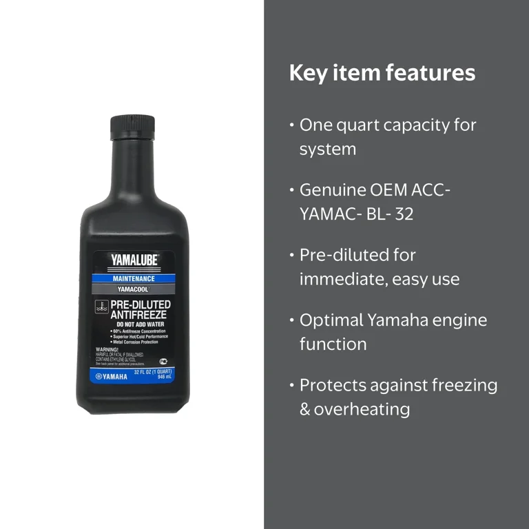 Yamaha, OEM Yamalube Pre-Diluted Anti-Freeze, 1 qt, Black