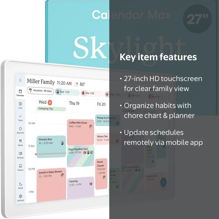 Skylight, Digital Calendar, 27-inch Touchscreen, Wall Mountable