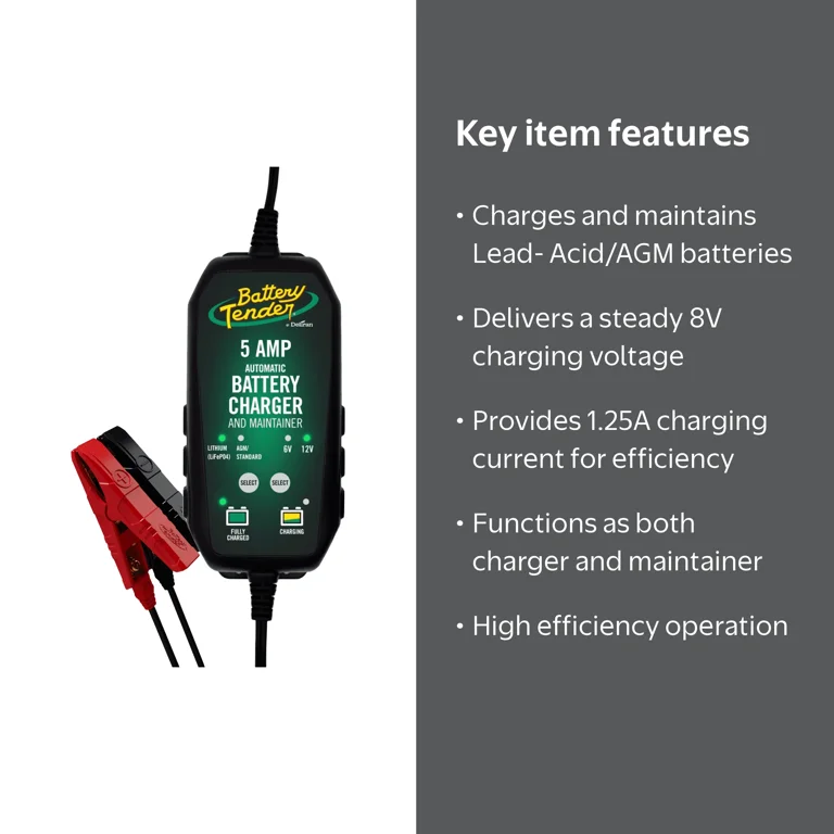 Battery Tender 12 Volt, 5 Amp Battery Charger for Lead-Acid