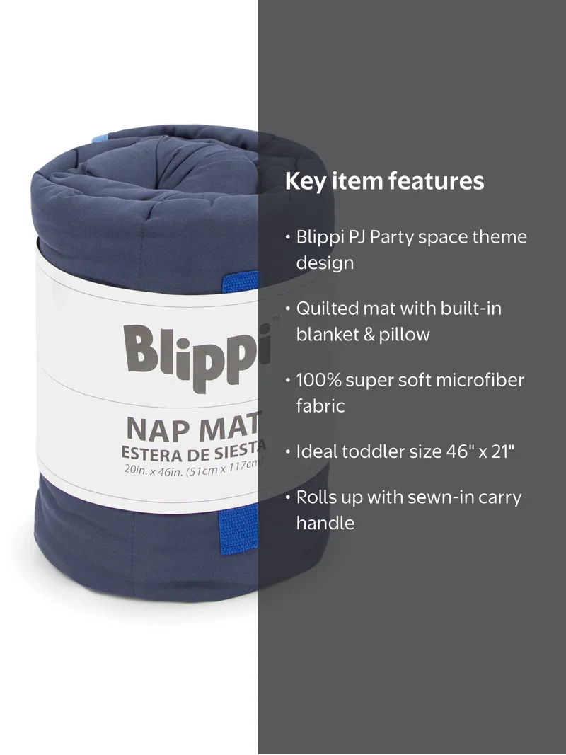 Moonbug Blippi PJ Party Fun Nap Mat, Toddler Size, Microfiber