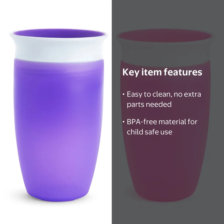 Munchkin Miracle 360° Sippy Cup 10 oz Pink/Purple Pack Eliminates