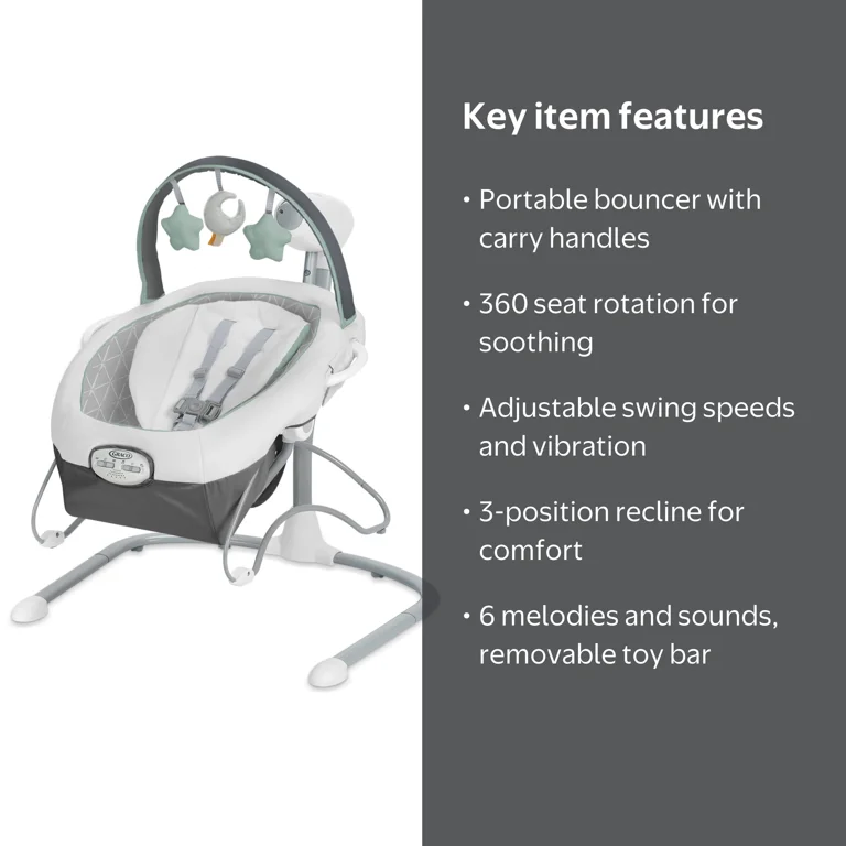 Graco Soothe 'n Sway LX Cozy Baby Swing with Portable Bouncer
