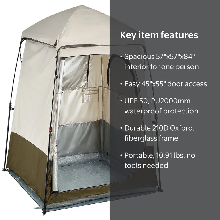 KFFKFF Portable Camping Shower Tent, Single Room, Foldable Privacy