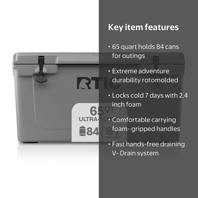 RTIC 65 QT Ultra-Tough Rotomolded Hard-Sided Ice Chest Cooler