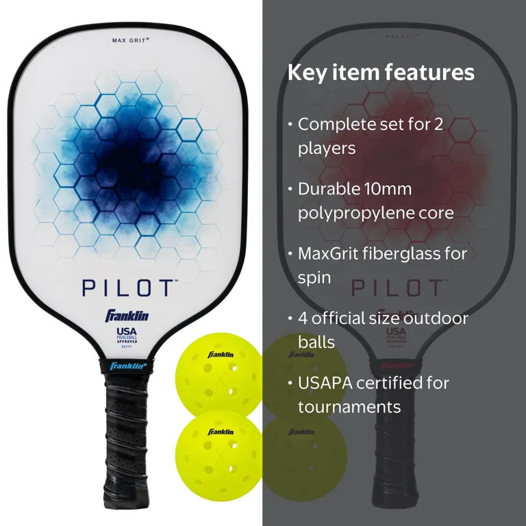 Franklin Sports Pickleball Set, 2 Fiberglass Paddles, X-40