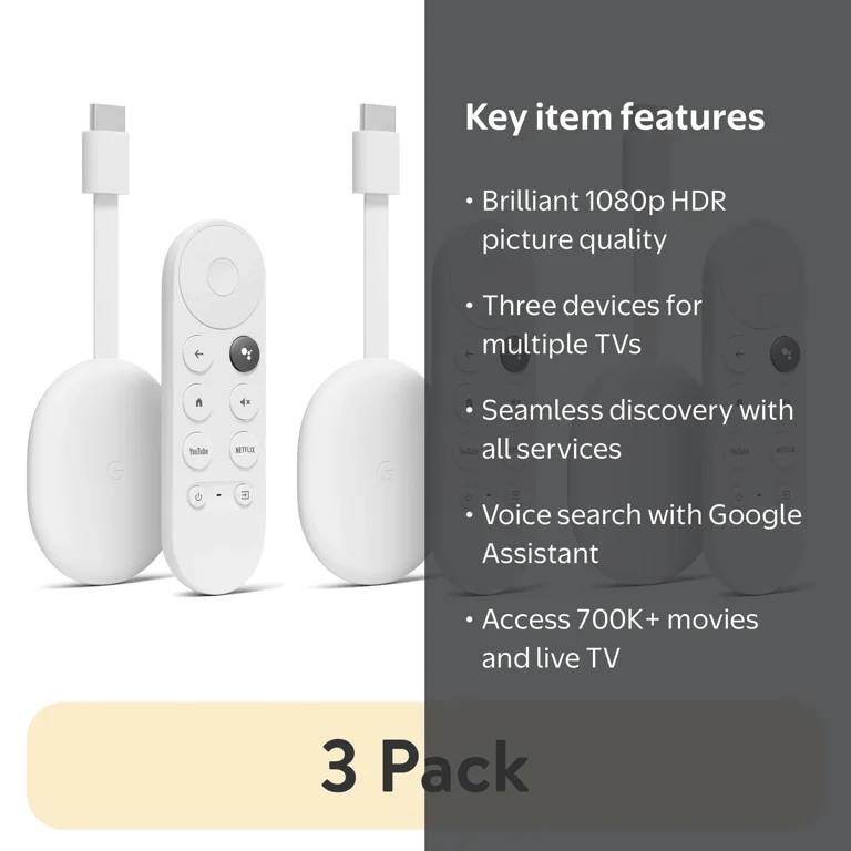 3 pack) Chromecast with Google TV (HD) - Streaming Device