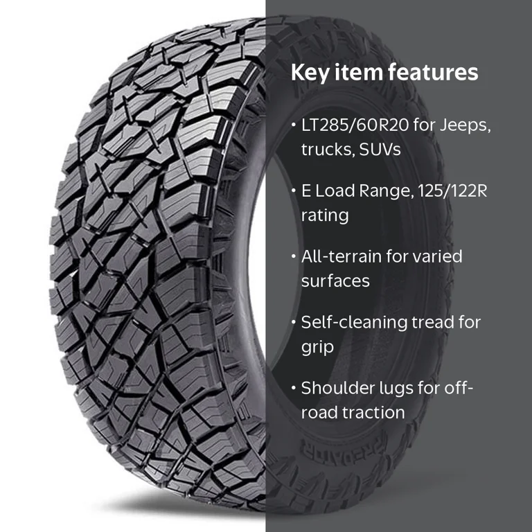 Free Shipping! Predator All Terrain LT285/60R20 125/122R E Light