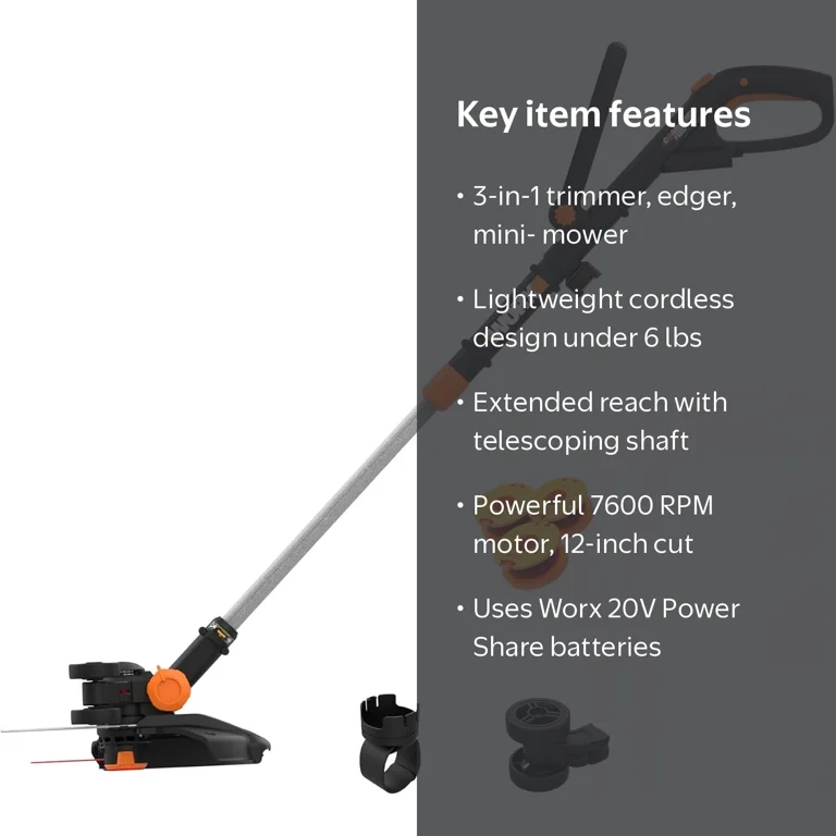 WORM152cmNORTHWAVE「EDGE」27.5cmセット値下げしました WORX, Grass and Weed String Trimmer and Edger, 20V Cordless, Tool