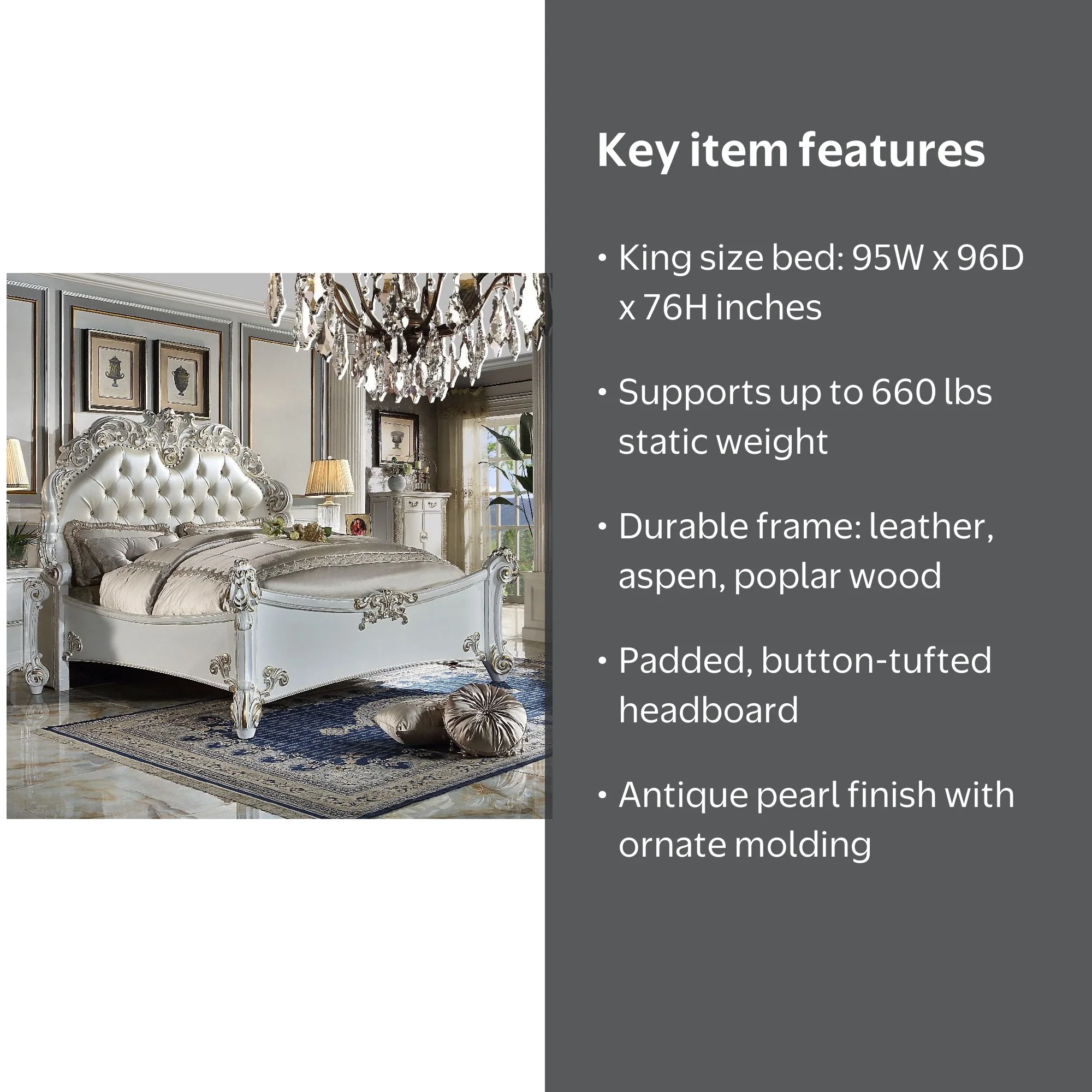Acme Furniture Vendome Eastern King Size Synthetic Leather
