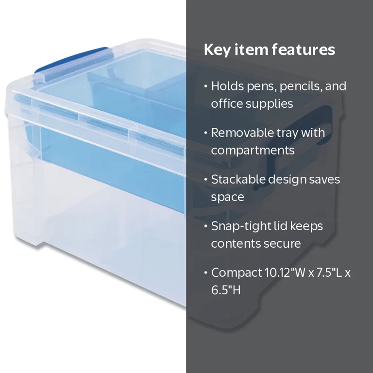 Advantus Super Stacker Divided Storage Box with Removable Tray