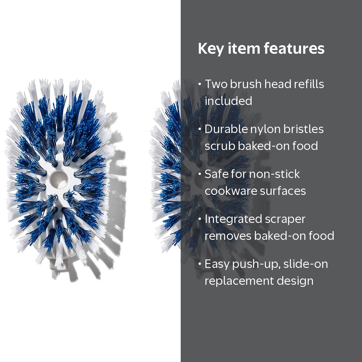 OXO Soap Dispensing Dish Brush Refills 2 Pack with Nylon Bristles