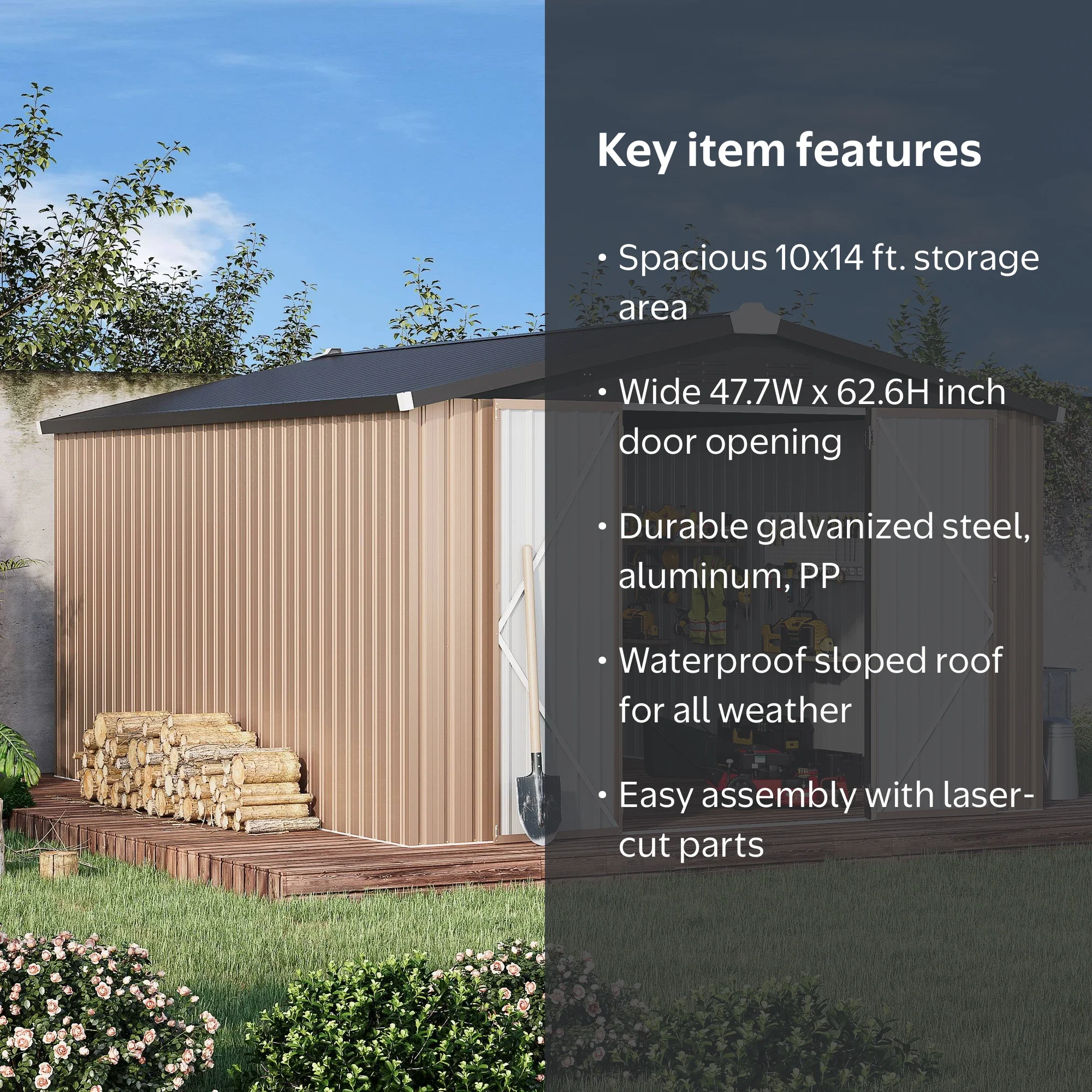 YODOLLA 10x14ft Outdoor Metal Shed, Weather Resistant, Spacious