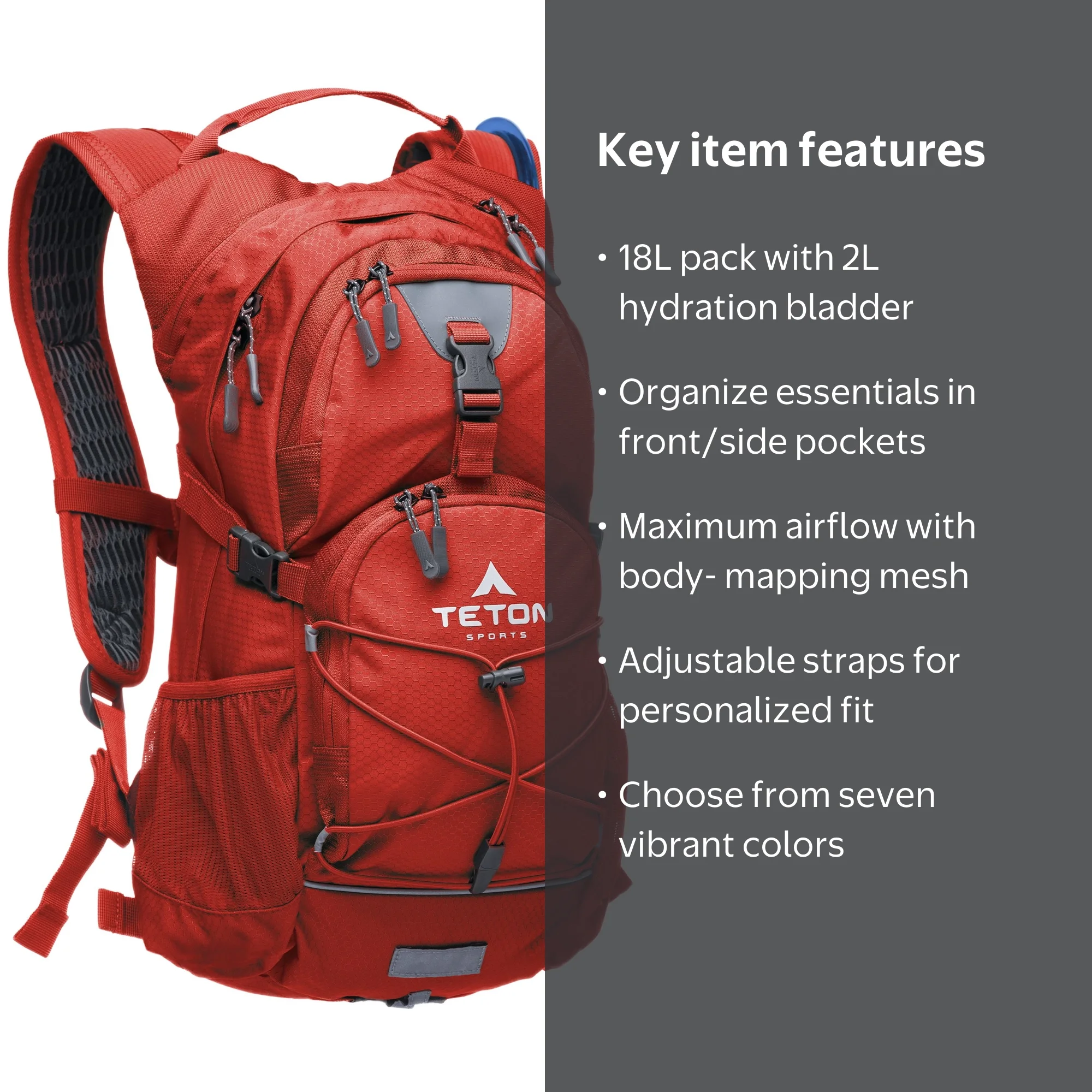 Teton Oasis 18L Hydration Pack - Stark Red with 2L Bladder