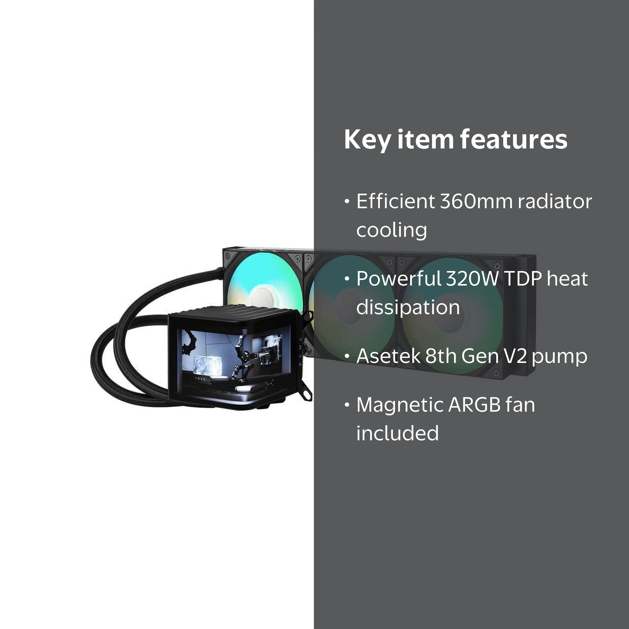 TRYX LP360AAS3MG1K Panorama 360 ARGB 360mm Liquid CPU Cooler