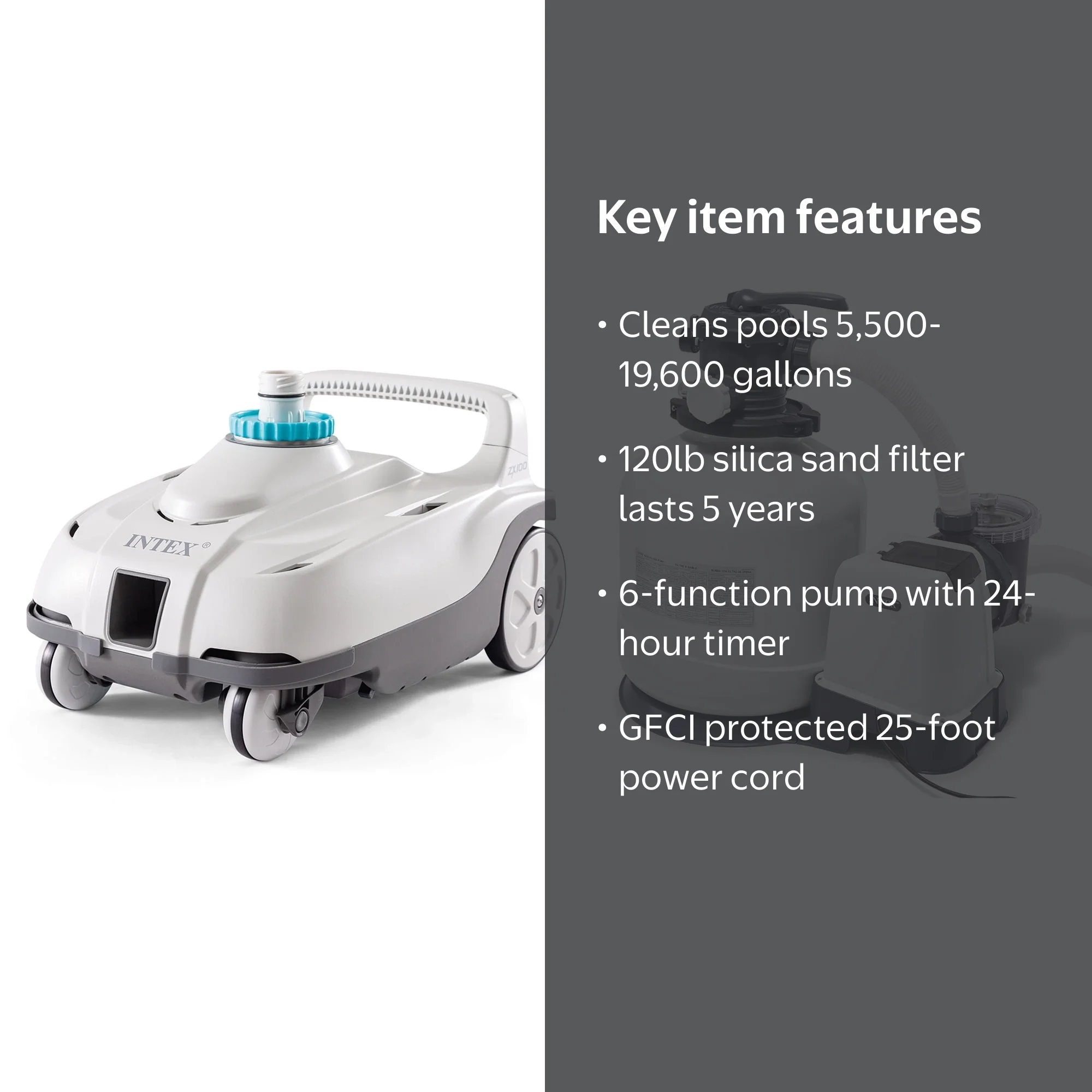 Intex ZX100 Automatic Pressure Side Pool Cleaner with Pool Sand