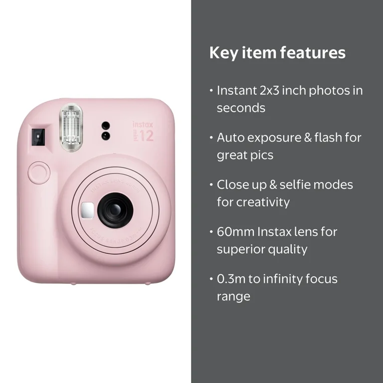 Fujifilm Instax Mini 12 Instant Film Camera, Blossom Pink, Easy to