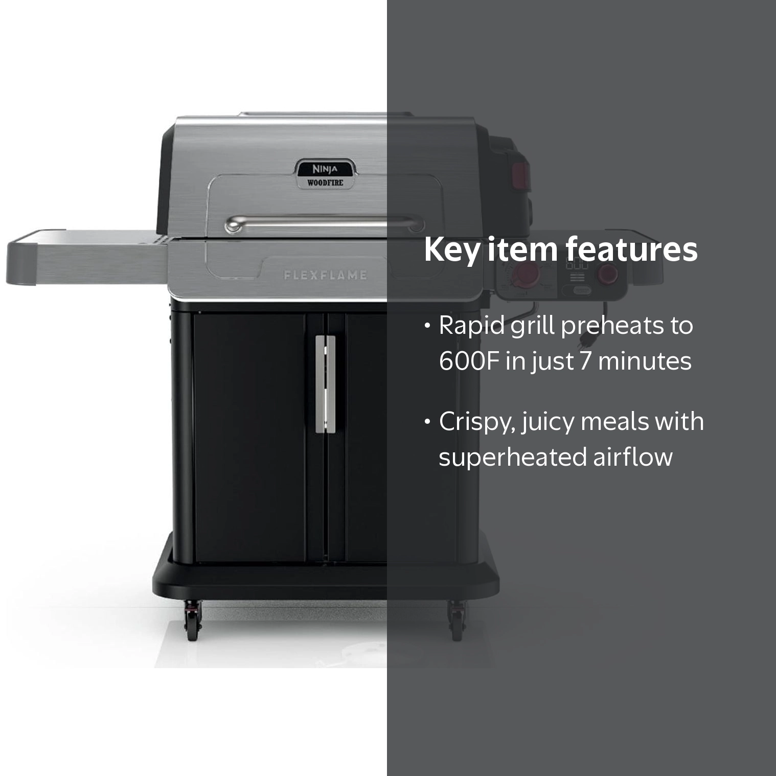Ninja, FlexFlame 5-in-1 Grill and Smoker, Stainless Steel, PG301