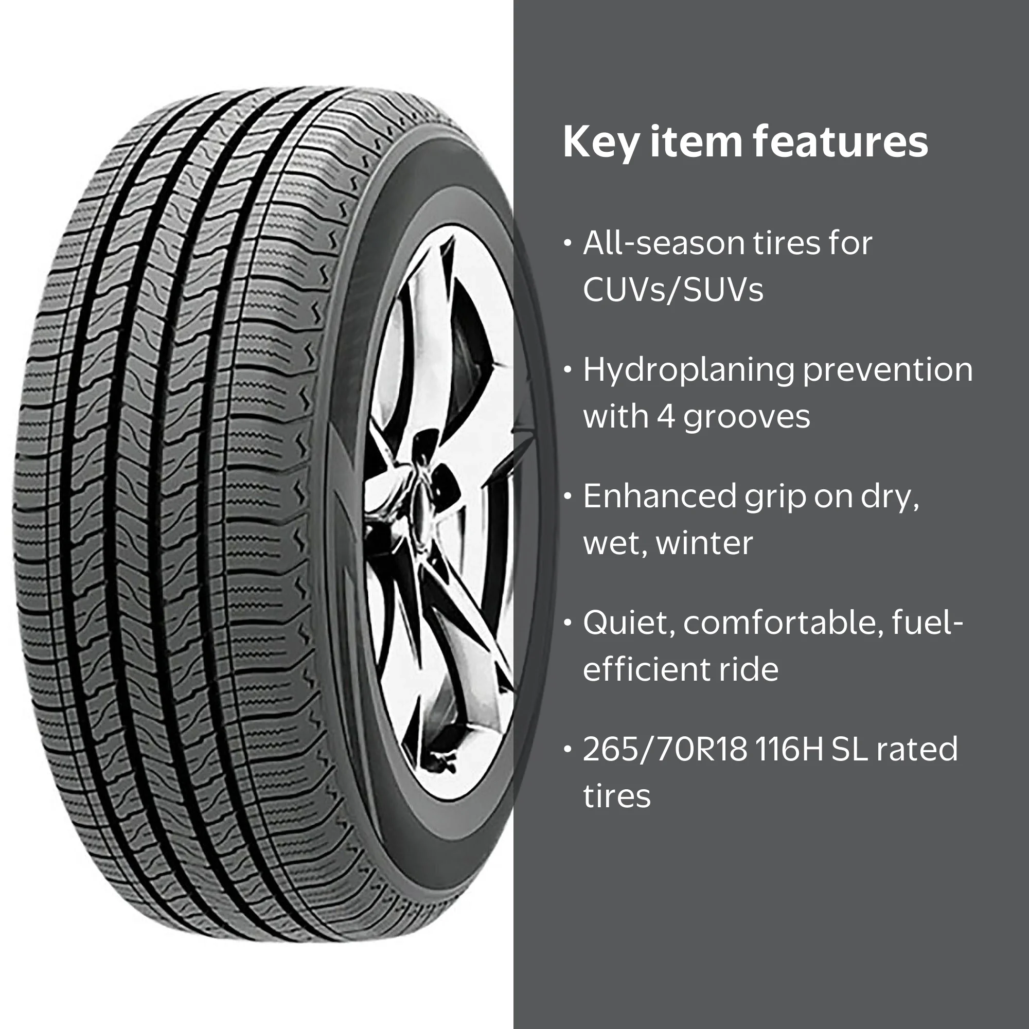 Dcenti DC66 All Season Tire 265/70R18 116H AS, Enhanced Control