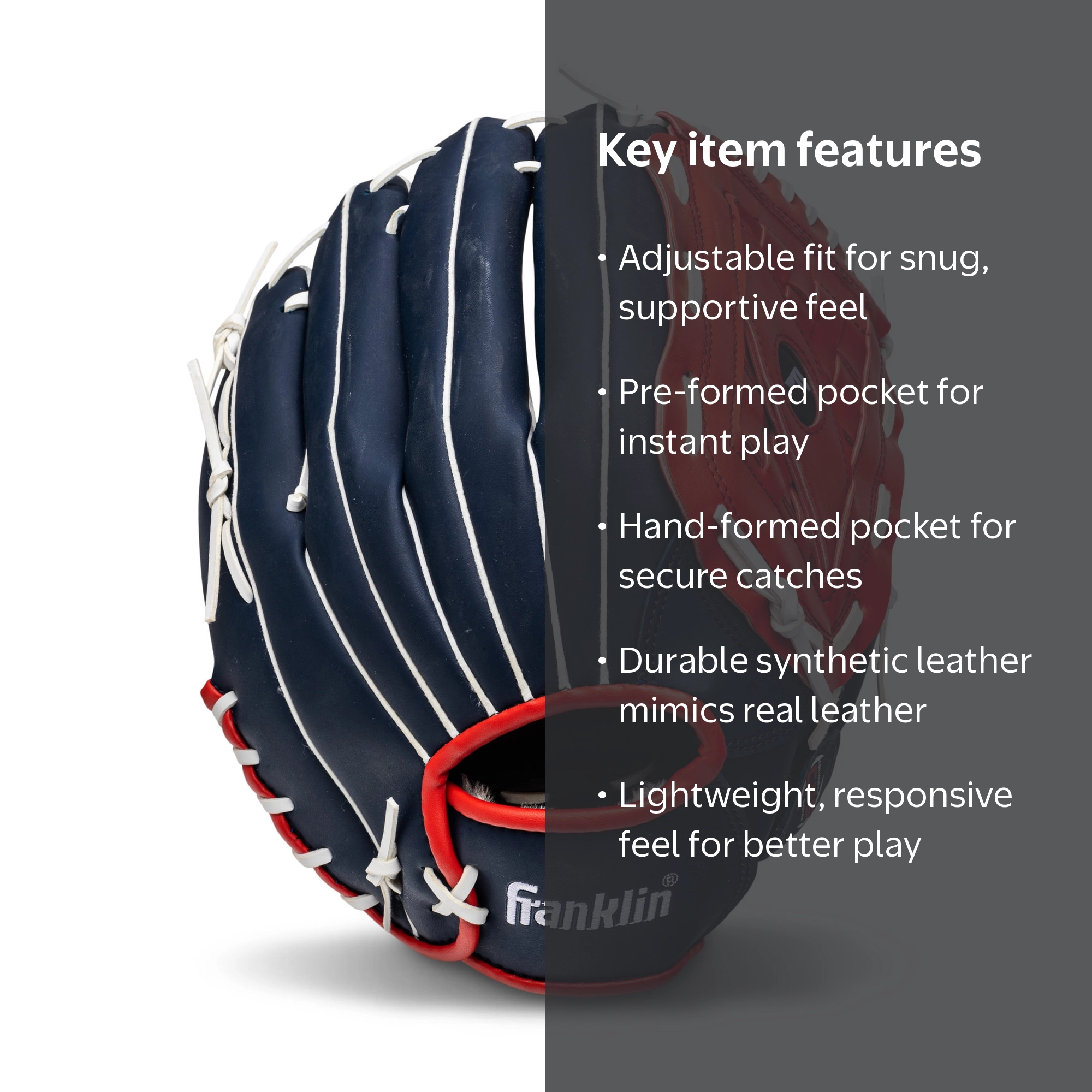 Franklin Sports Field Master Baseball + Softball Glove, 14 in, USA