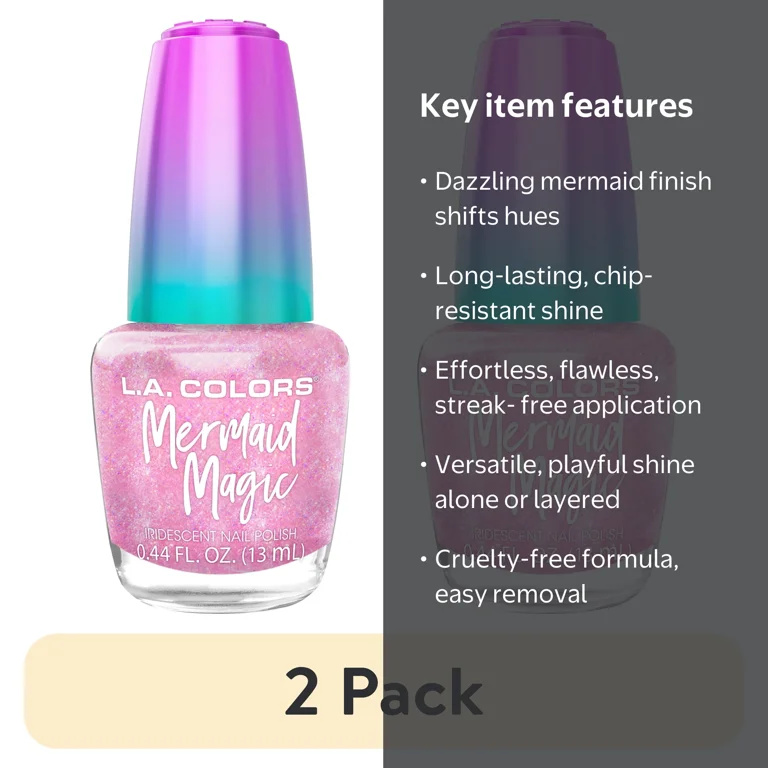 2 pack) L.A. COLORS Mermaid Magic Nail Polish, Mermaid Kisses