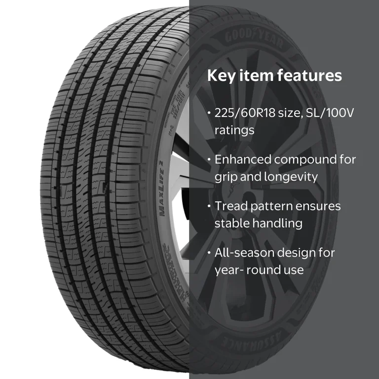 Goodyear, Passenger Tire, 225/60R18 100V, All-Season Grip