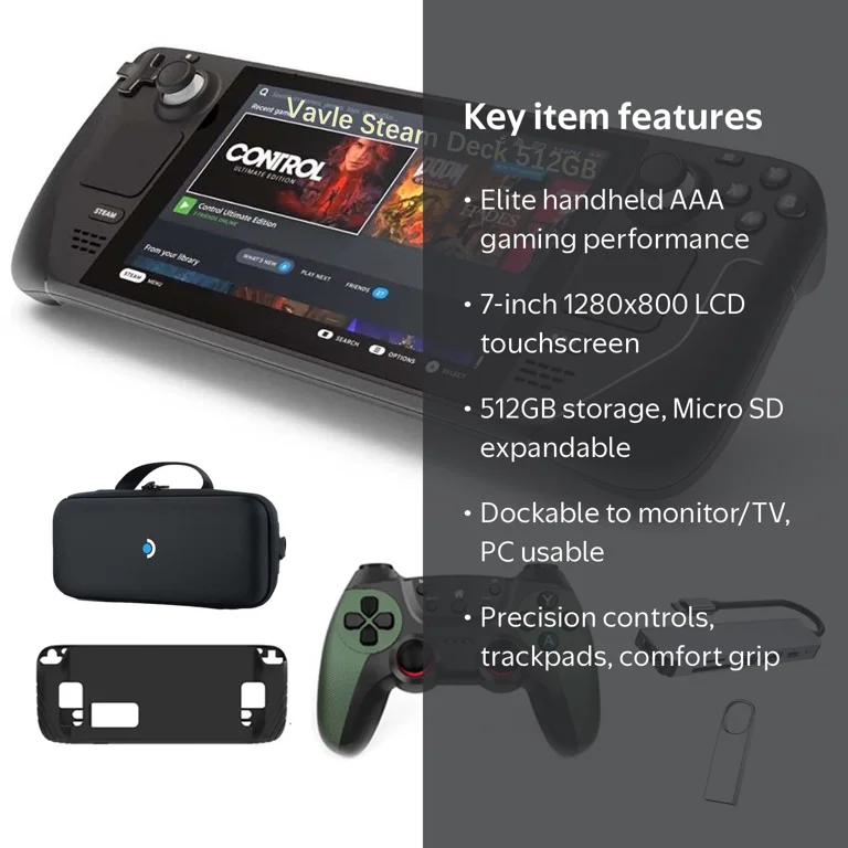 Valve Steam Deck 512GB Handheld Console, 1280x800 LCD Touchscreen