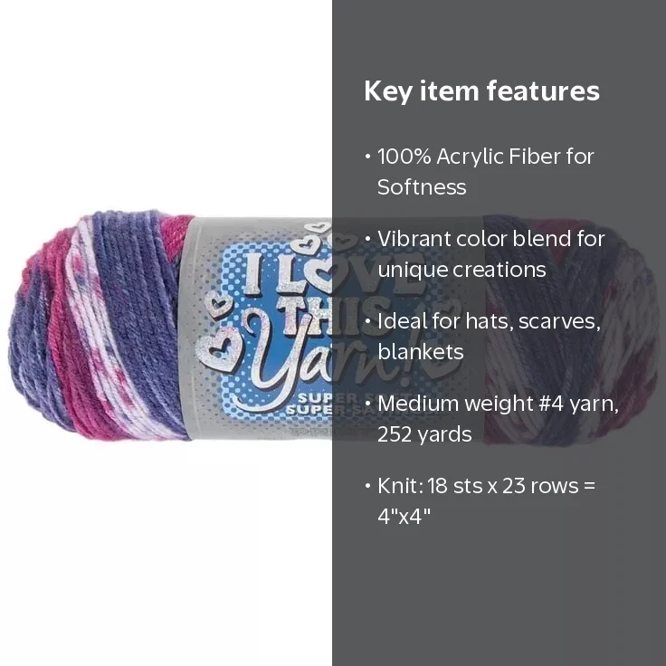 I Love This Yarn Print, Medium Weight 100% Acrylic Yarn, 252 Yards