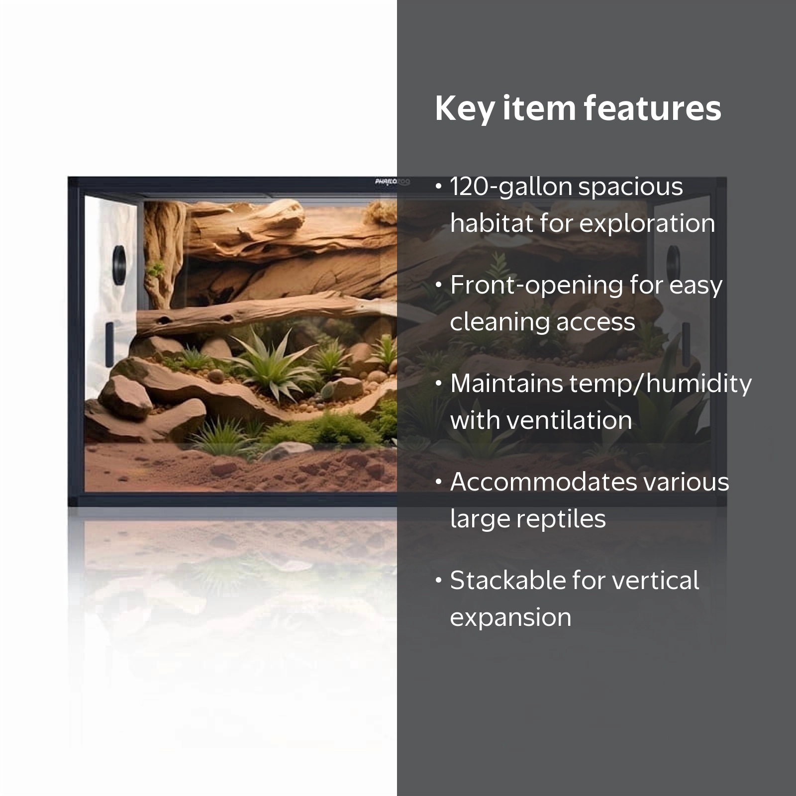 Phailozoo, Reptile Enclosure, 4 x 2 x 2 feet, Black - Walmart.com