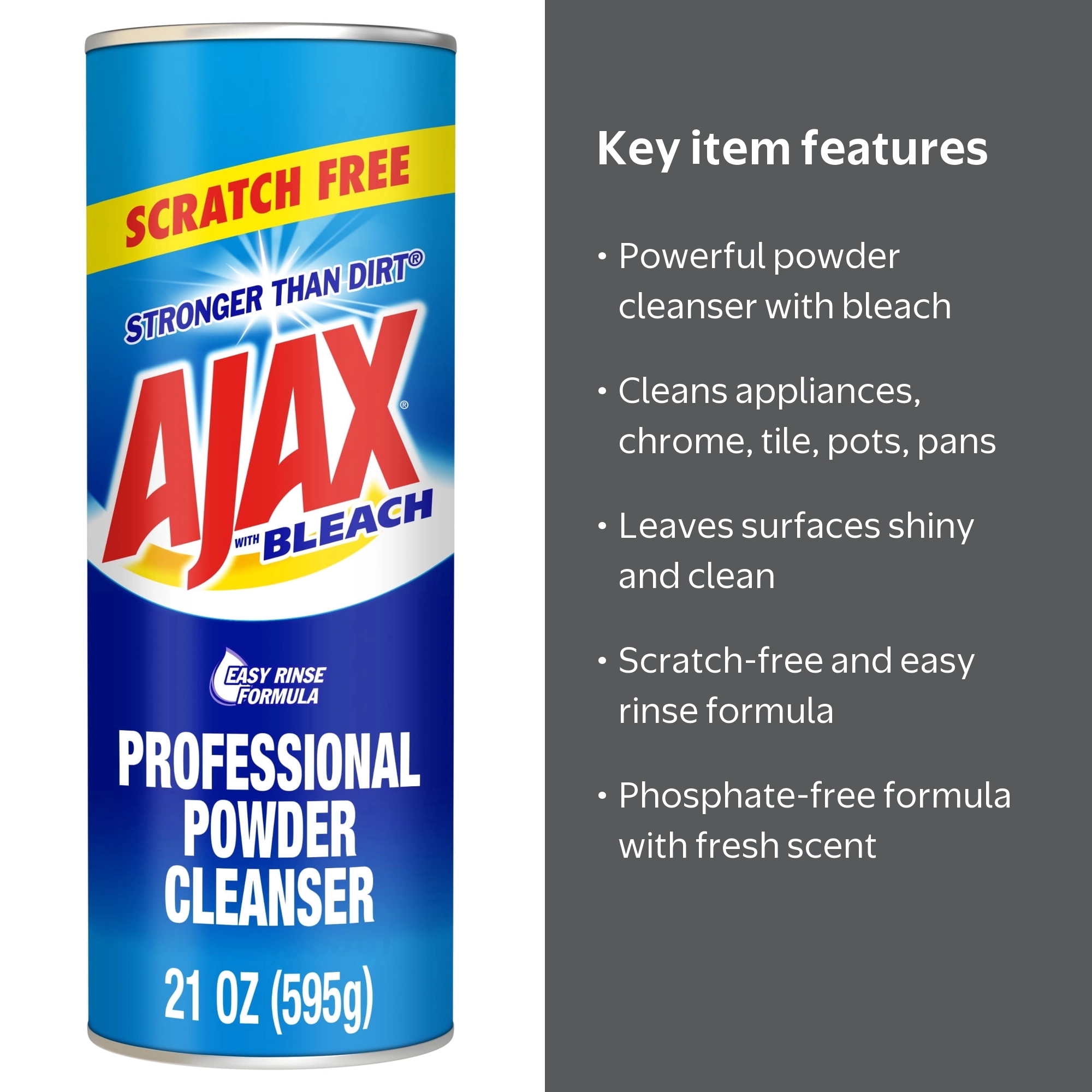 Ajax Powder Cleanser with Bleach, Multi-Purpose, Stronger Than