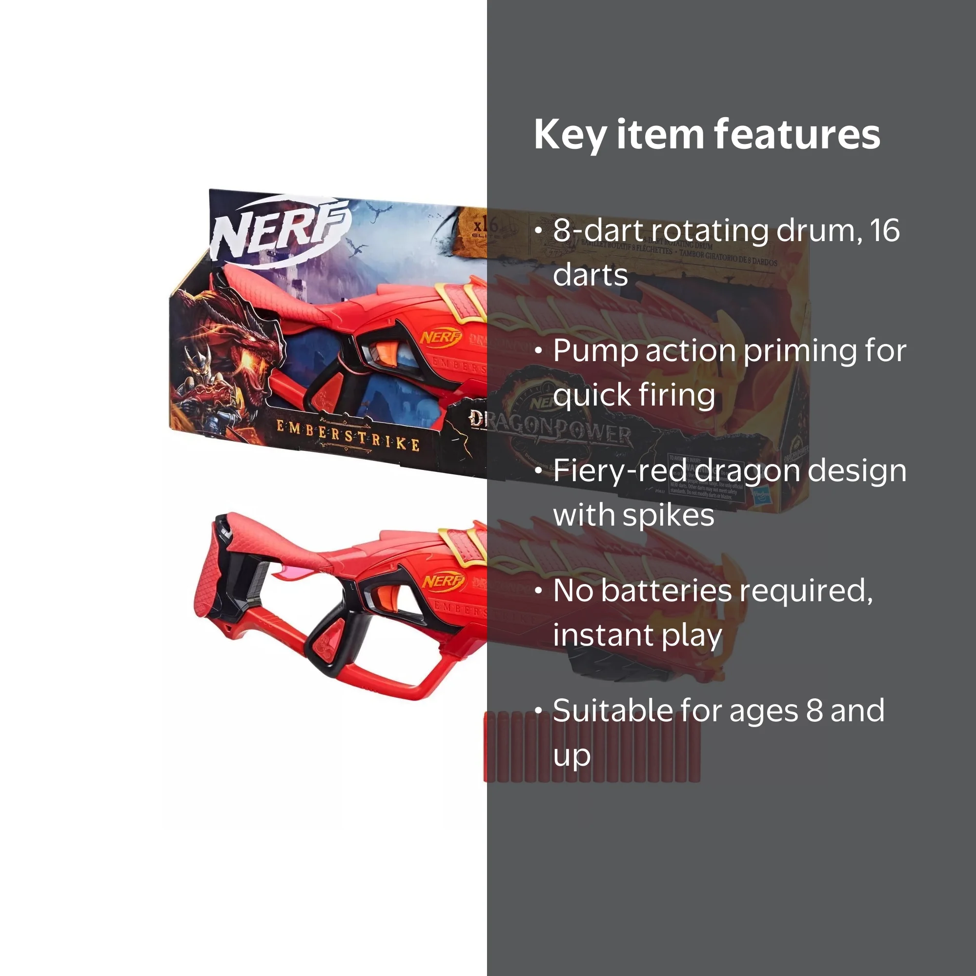 NERF Dragon Fire Style Emberstrike Blaster - DragonPower Adventure