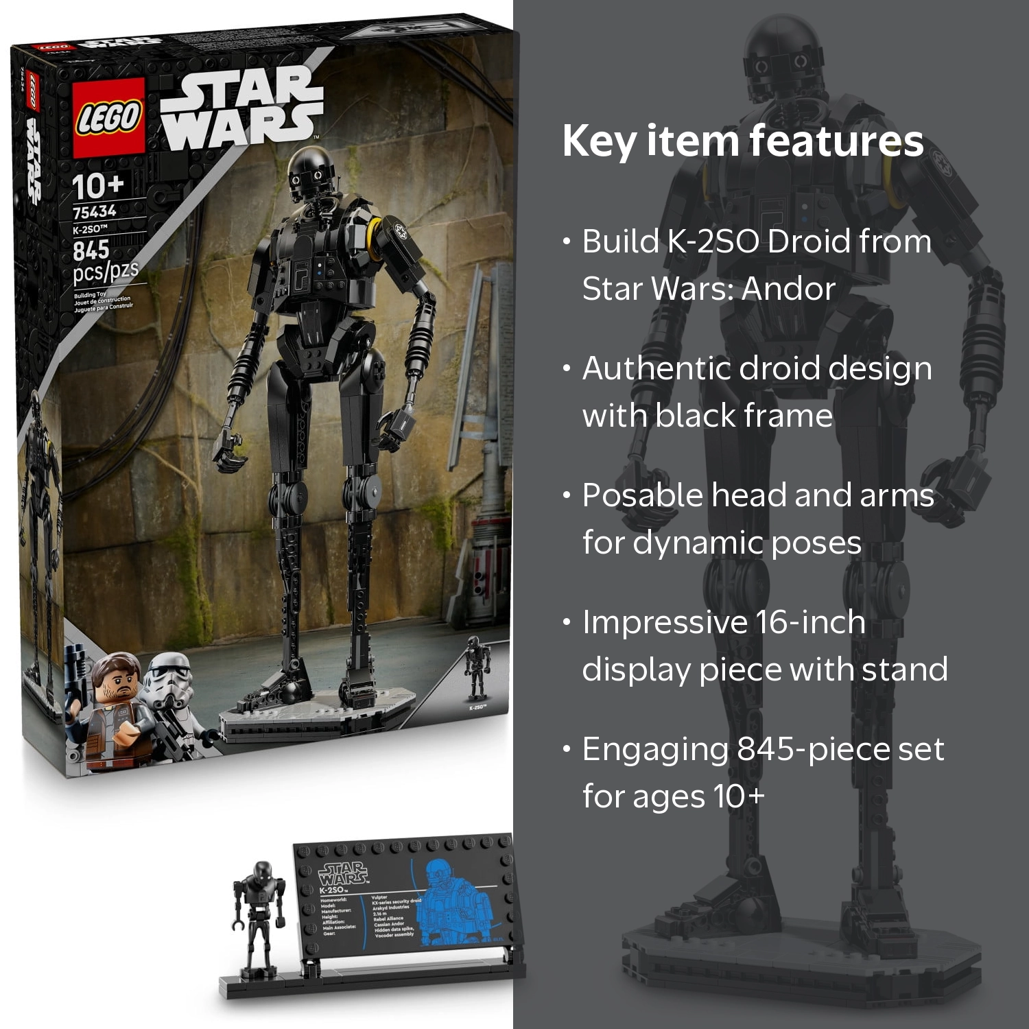 LEGO, Star Wars: Andor K-2SO Security Droid, 75434, 845 Pieces