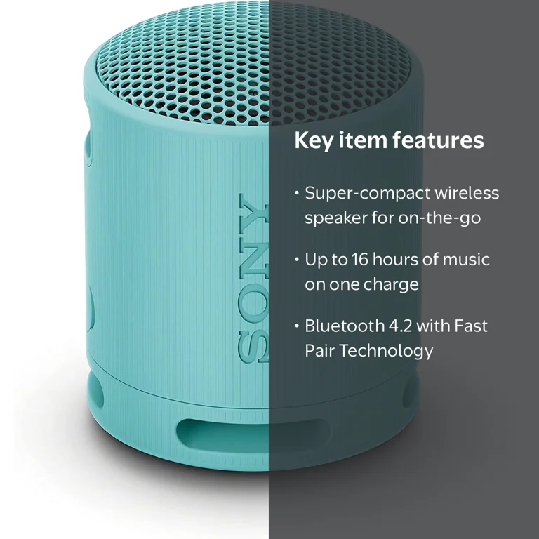 Sony XB100 Small Wireless Bluetooth Portable Speaker, Blue
