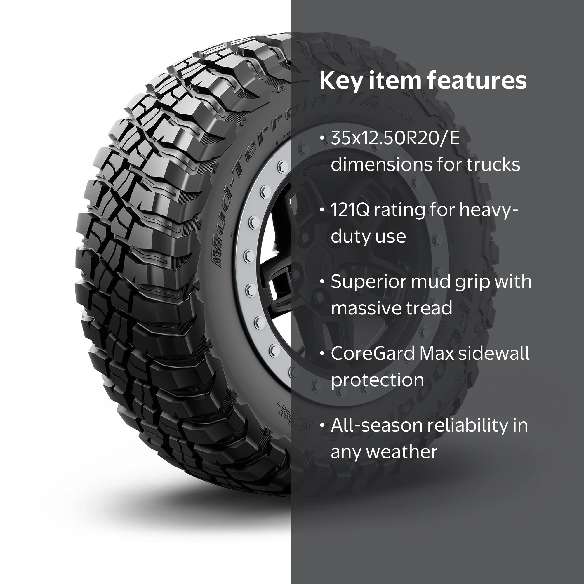 BFGoodrich Mud-Terrain T/A KM3 All-Season 35x12.50R20/E 121Q Tire