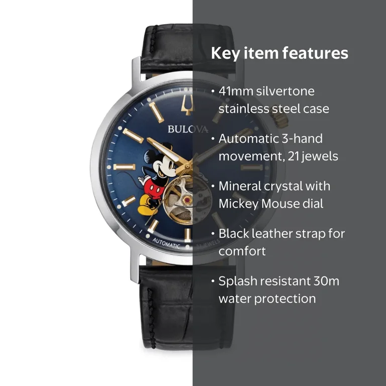 Disney Parks Mickey Mouse Stainless Steel Watch by Bulova New With