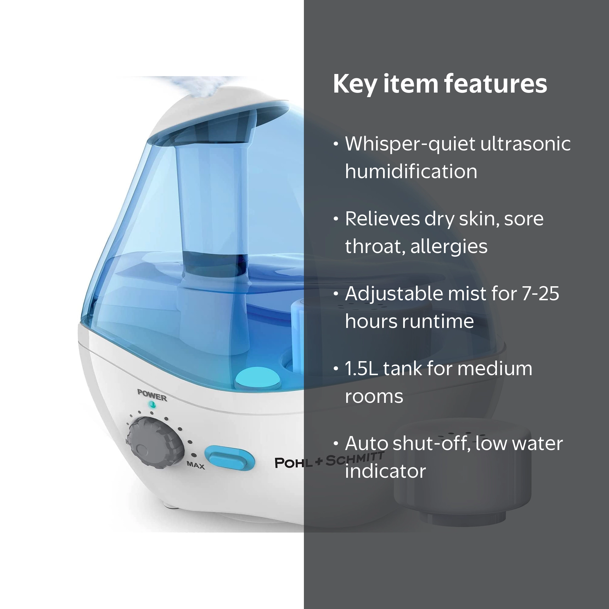 その他 PRISMATE Aroma Ultrasonic Humidifier Ultrasonic Humidifier for Bedrooms, Quiet, Nightlight, Auto-Off