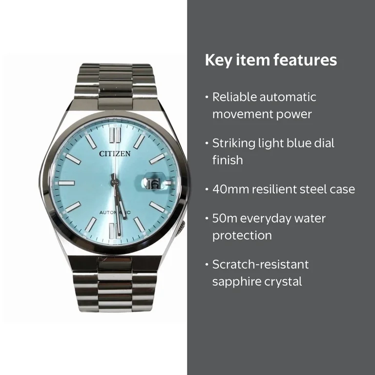 Citizen Automatic Unisex Watch, Ice Blue Dial, Sapphire, Water