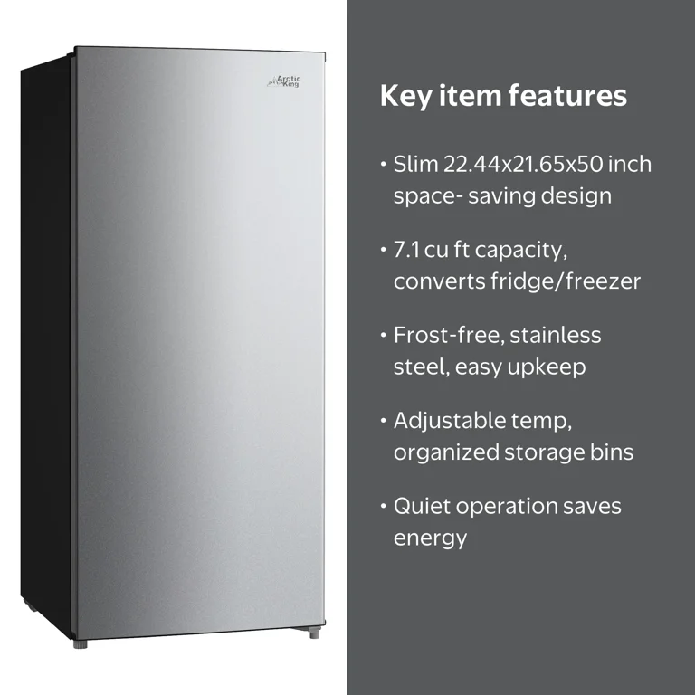 Arctic King 7.1 Cu ft Upright Convertible Freezer/Refrigerator