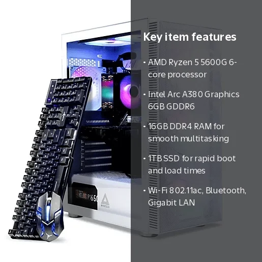 Skytech Storm Gaming Desktop AMD Ryzen5, 16GB, 1TB SSD, Intel Arc
