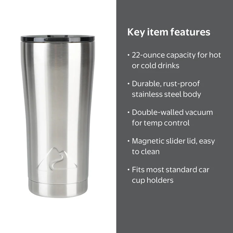 Ozark Trail 22 oz Vacuum Insulated Stainless Steel Tumbler Silver
