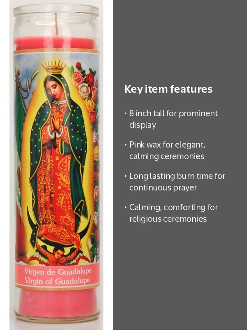 Prayer Candle V Guadalupe Pink Wax, 8 Inch - Walmart.com