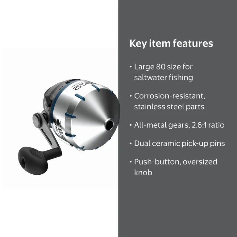 Zebco 808 Saltfisher Spincast Fishing Reel, Size 80, Saltwater