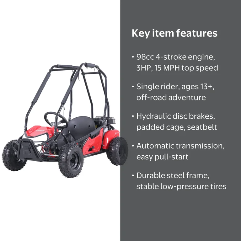 Coleman Powersports GK100 98cc One Seater Gas Powered Go-Kart, for