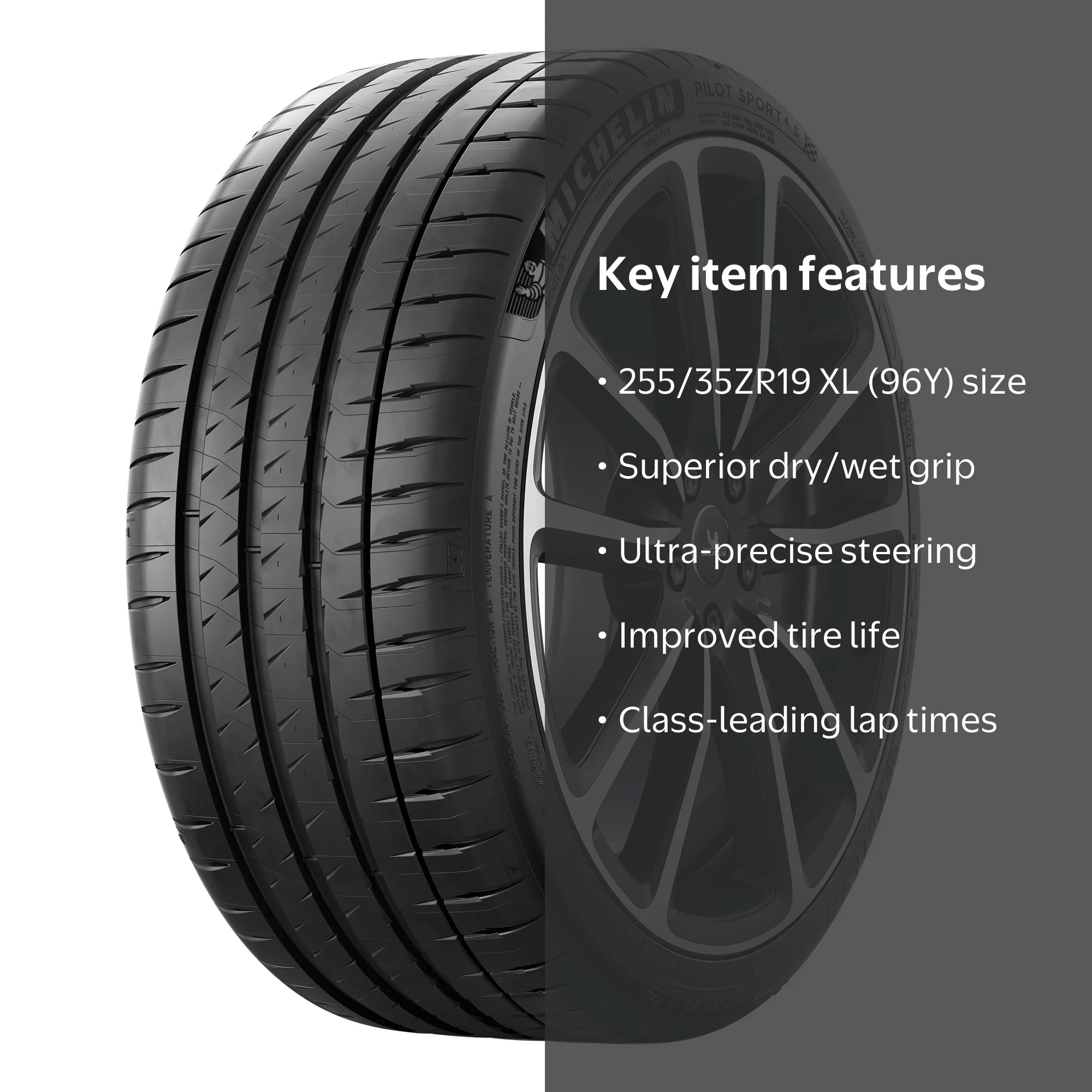 Michelin Pilot Sport 4S Performance Tire, 255/35ZR19 (96Y) XL