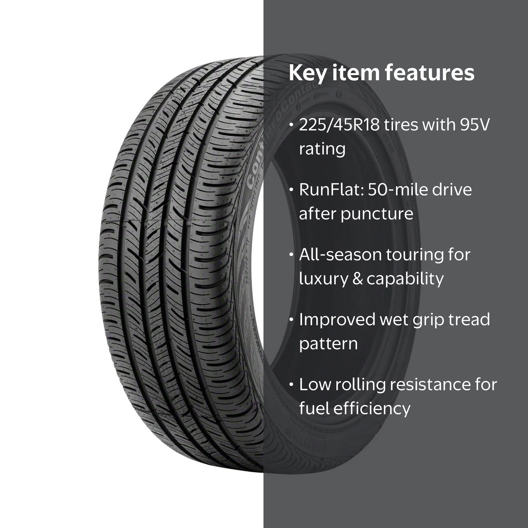 Free Shipping! Continental ContiProContact SSR 225/45R18 95V Tire