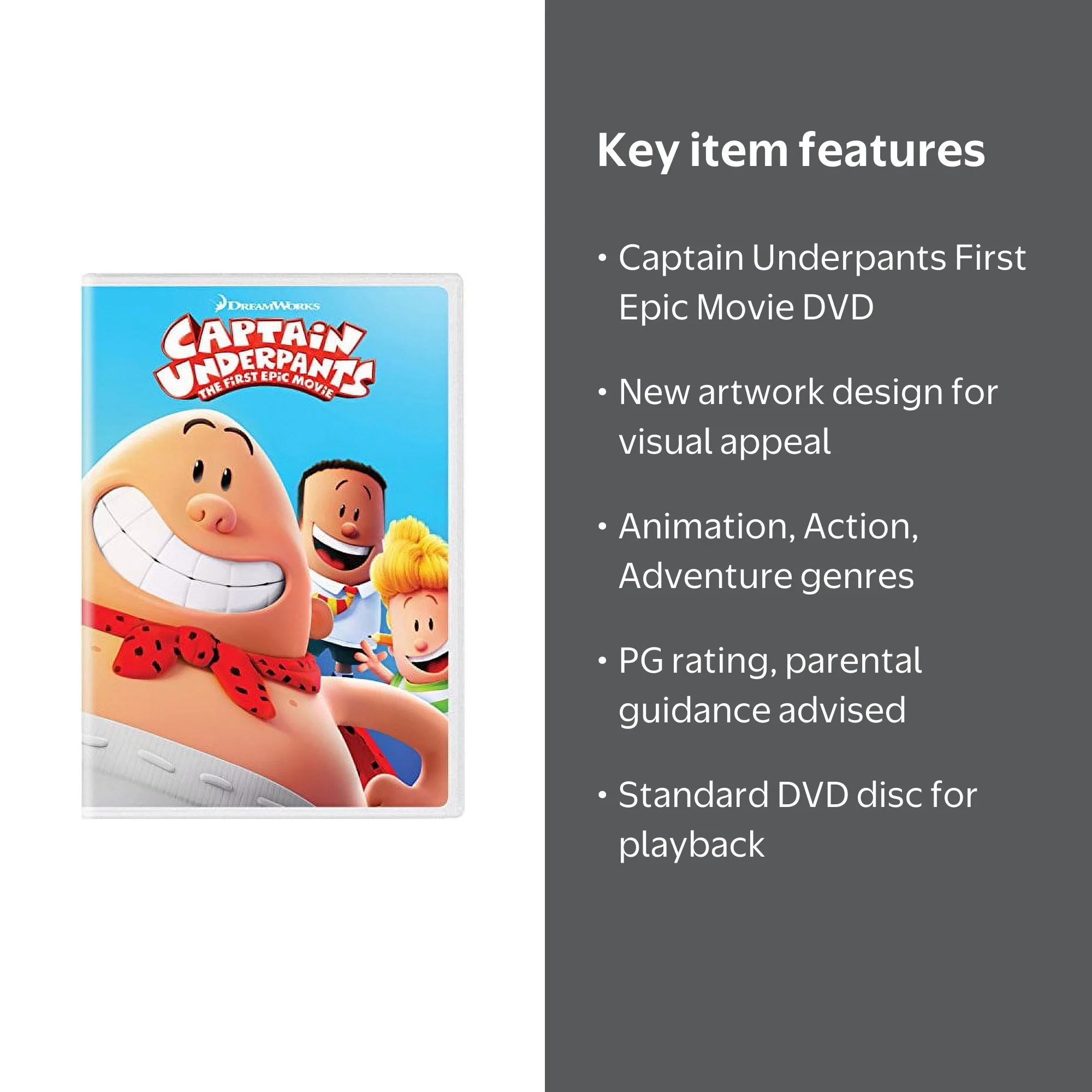SDS, DVD, Captain Underpants First Epic Movie, Action Adventure PG
