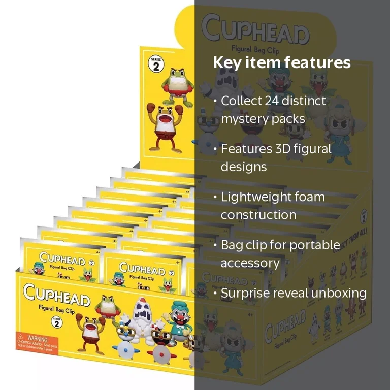 3D Figural Foam Bag Clip Cuphead Series 2 Mystery Box (24 Packs