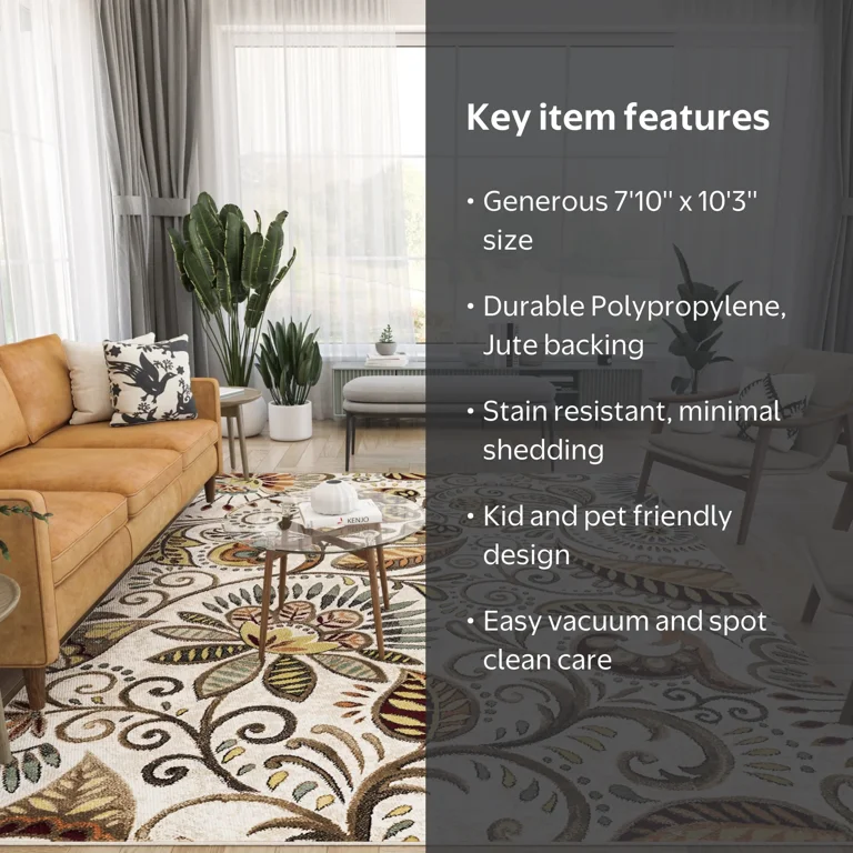 Capri Transitional 8' x 10' Ivory and Beige Polypropylene Indoor
