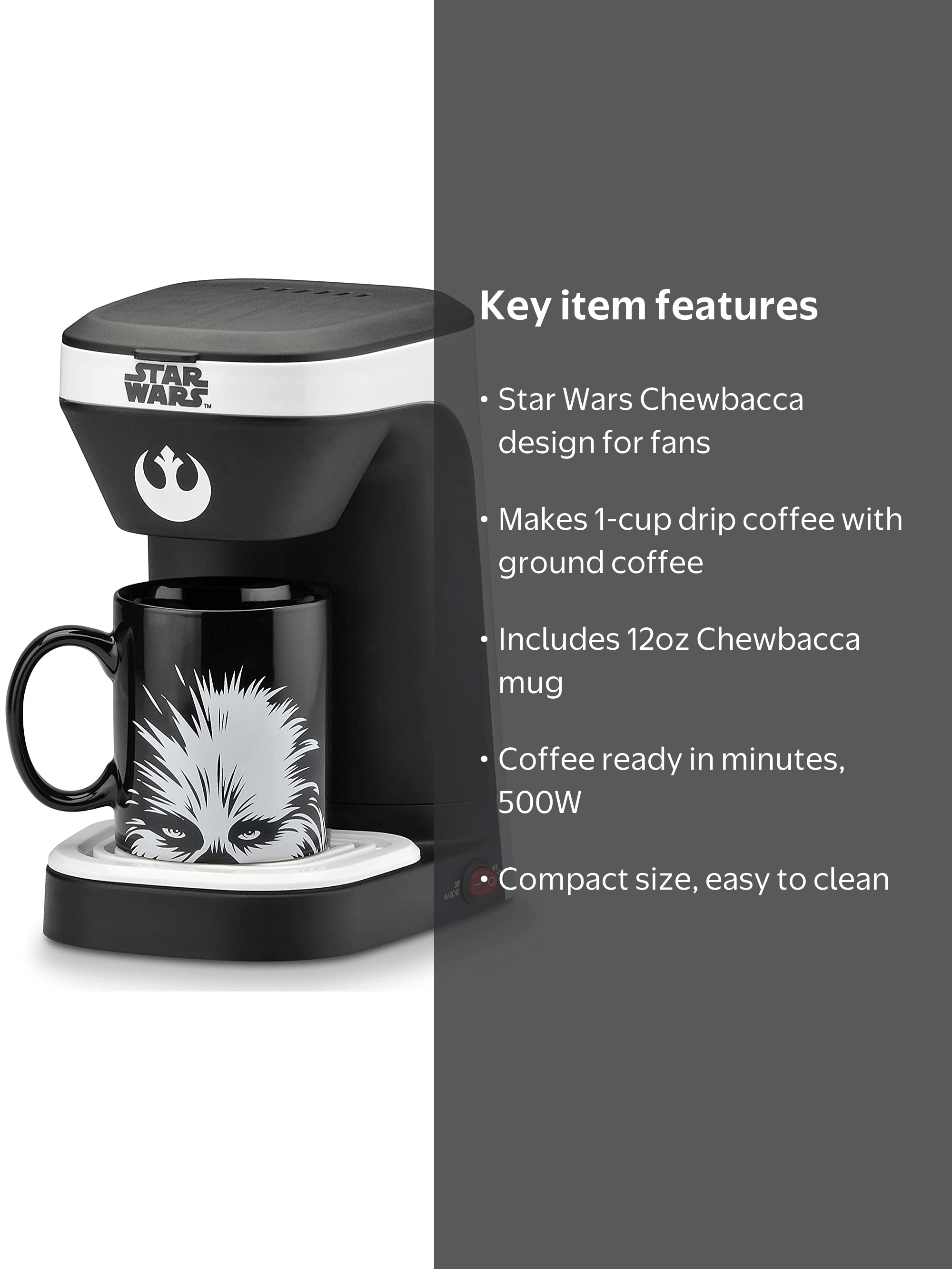 Star Wars Chewbacca 1-Cup Coffee Maker, 12-Ounce Chewy Mug